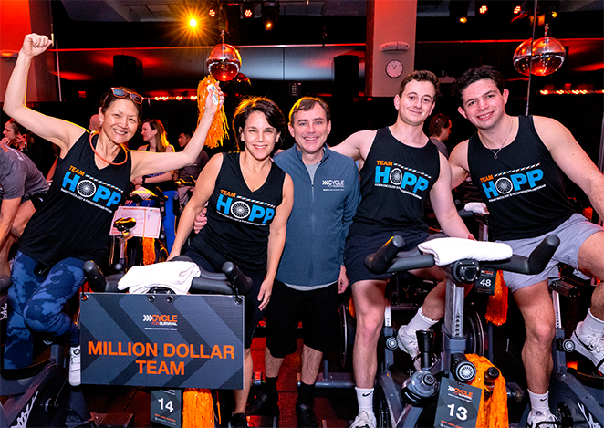 A group of Team HOPP members at a Cycle for Survival event. 