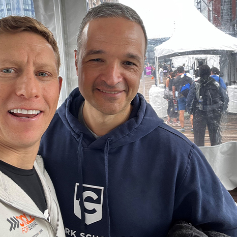 Cycle for Survival co-founder Dave Linn with Clark Foundation President and CEO Joe Del Guercio