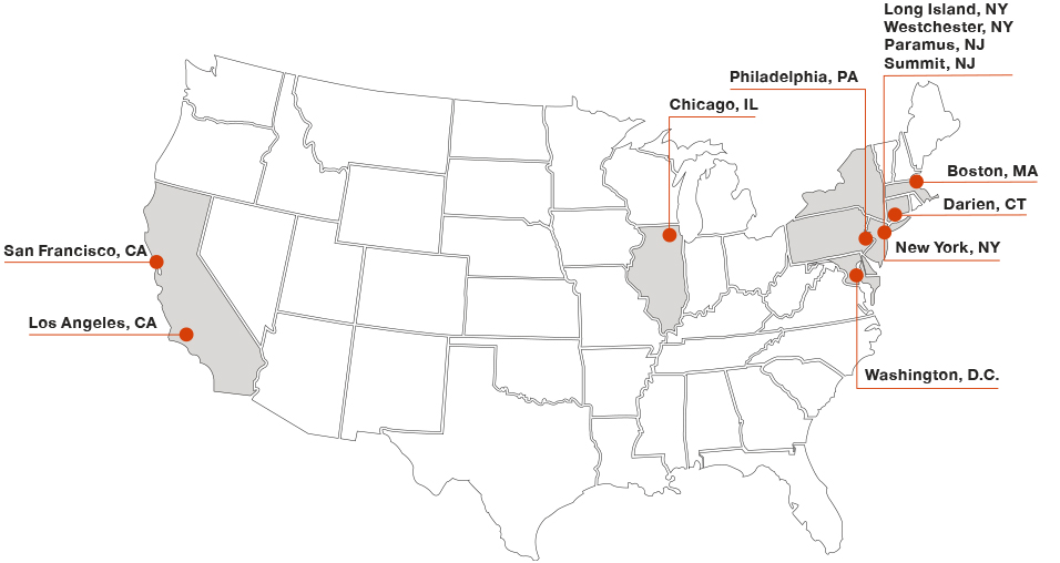 A map of the contiguous United States with orange marks and labels indicating where Cycle for Survival rides are being held in 2026. 