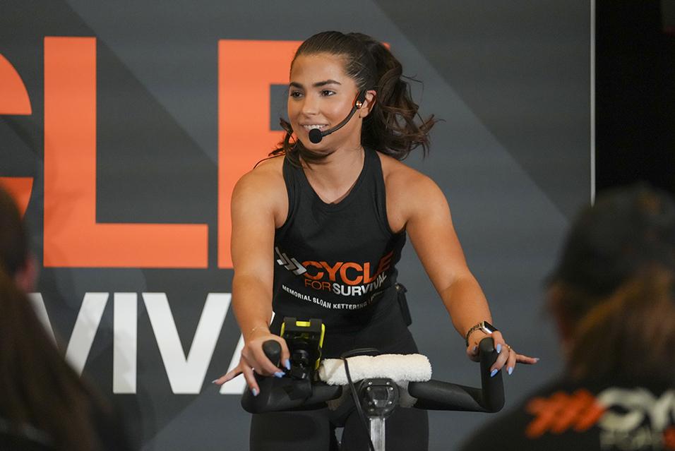  Cycling instructor leading a Cycle for Survival rare cancer fundraising ride in Miami.  