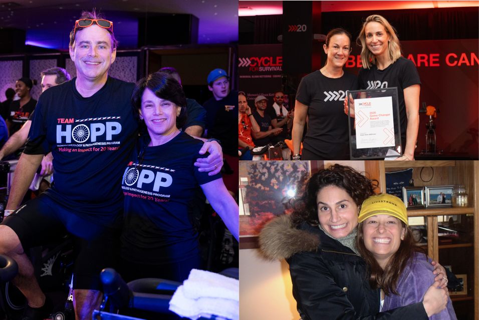 Barb and David Solit at a ride. Karen Soler and Ashton Buzbee with award. Emily Portney and Jennifer Goodman Linn in an earlier photo. 