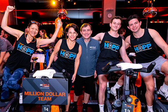 A group of Team HOPP members at a Cycle for Survival event. 