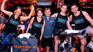 A group of Team HOPP members at a Cycle for Survival event. 